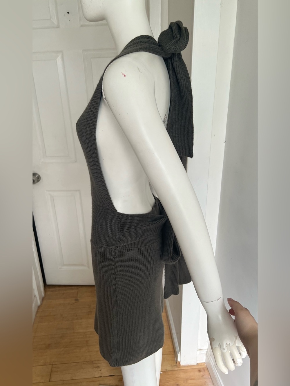 NEW Free People Beach Orchid Knit Mini Dress Gray Backless Halter Size Small - Picture 8 of 13